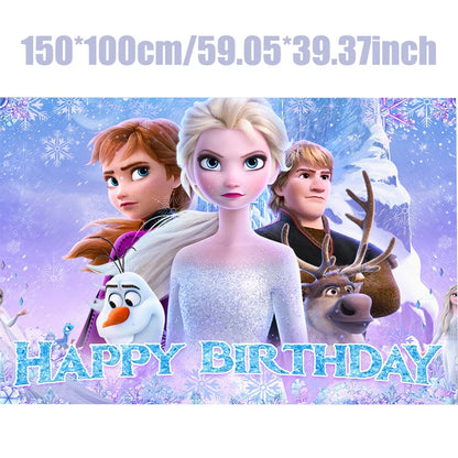 Disney gefroren Geburtstag Dekorationen Mädchen Papier Geschirr Teller Servietten Tassen Schnee königin Geburtstag Deko Hintergrund Luftballons Lieferungen