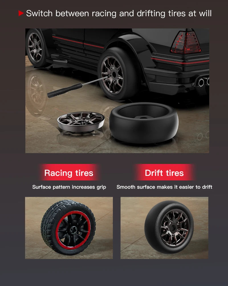 KF30 1:43 4WD Drift Racing Car With Gyroscope Speed Adjustment Real Lighting Control and Damping High Speed RC Cars For Kids Toy.