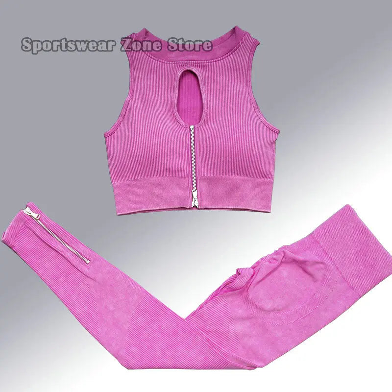 Yoga Suit High Waist Leggings Running Training Tights Sports Outfits Long Sleeve Crop Top Bra Seamless Fitenss Set Fitness Wear