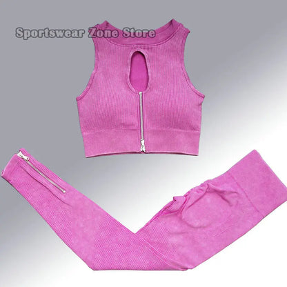 Yoga Suit High Waist Leggings Running Training Tights Sports Outfits Long Sleeve Crop Top Bra Seamless Fitenss Set Fitness Wear