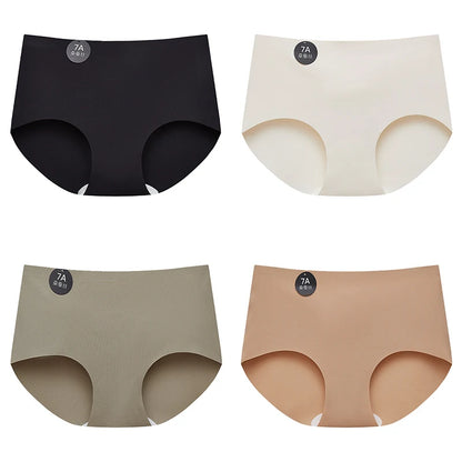 FalllSweet 4PCS Seamless Panties for Woman Ice Silk Underwear Soft Thin Briefs Women's Underpants Fashion Sexy Female Lingerie.