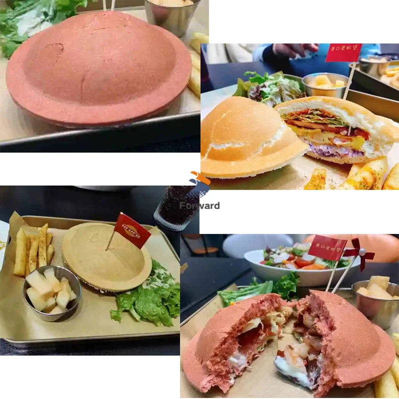Electric 110V 220V UFO Burger Maker Non-stick Sandwich Gelato Panini Press Hot Sale Ice Cream Waffle UFO Humburger Grill Machine.