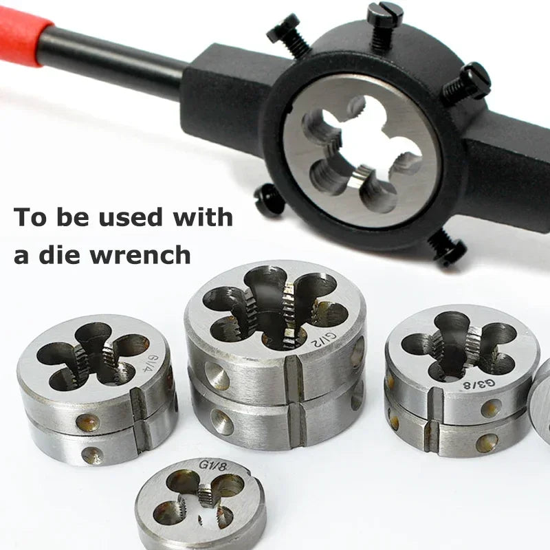 LOCO Rohrgewindeform, metrische runde Matrizen, G-Schneidwerkzeug für die rechte Hand, legierter Stahl, G1/16 G1/8 G1/4 G3/8 G1/2 G5/8 G3/4 G7/8 G1''