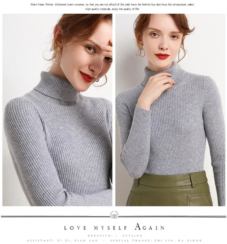 Rollkragenpullover für Damen im Herbst, gestrickt, weiche Pullover, Pullover, grundlegende weiche Pullover für Damen, 2026, Herbst und Winter