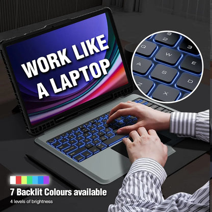 NILLKIN Magic Keyboard For Samsung Galaxy Tab S10 FE+ Case Backlight Keyboard For Samsung S10/S9 Plus Case With Len Protection.