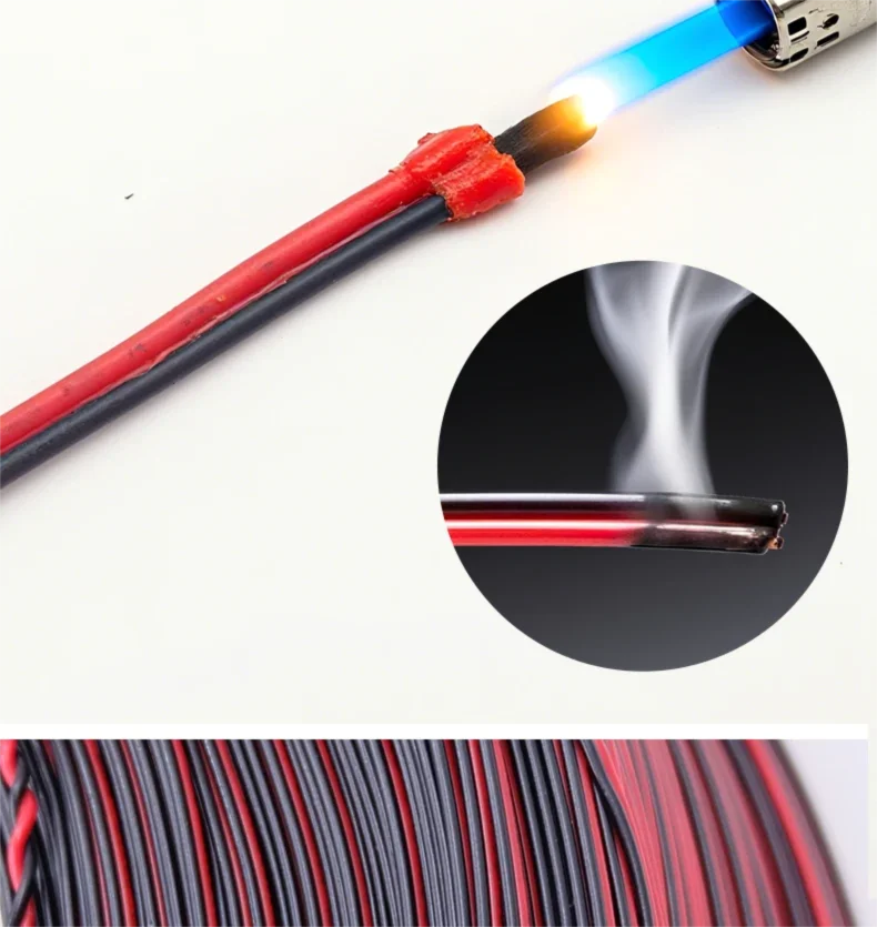 2 Pin Wire Electric Copper Cable 28 26 24 22 20 18 16 AWG LED Strip Lamp Lighting Cable PVC Extend Cord White Black Red UL2468.
