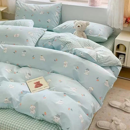 2025 new Cotton Duvet Cover Set with 2 Pillowcases 1 bed sheet - Elegant & Breathable Bedding Set,Fade-Resistant, Multiple Sizes