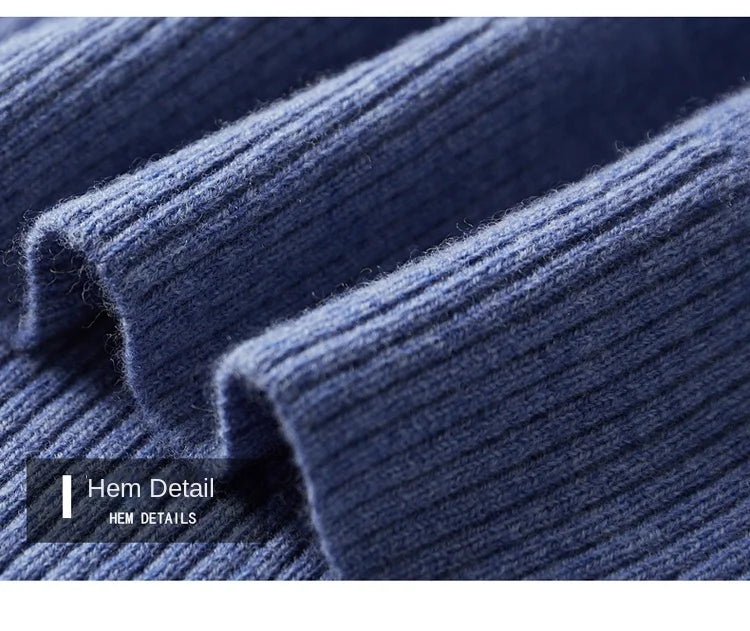 2025 Men's Autumn And Winter 100% Merino Pure Wool Knitted Sweater Men's Business Casual Knitted Polo Collar Pullover Top YJ1815