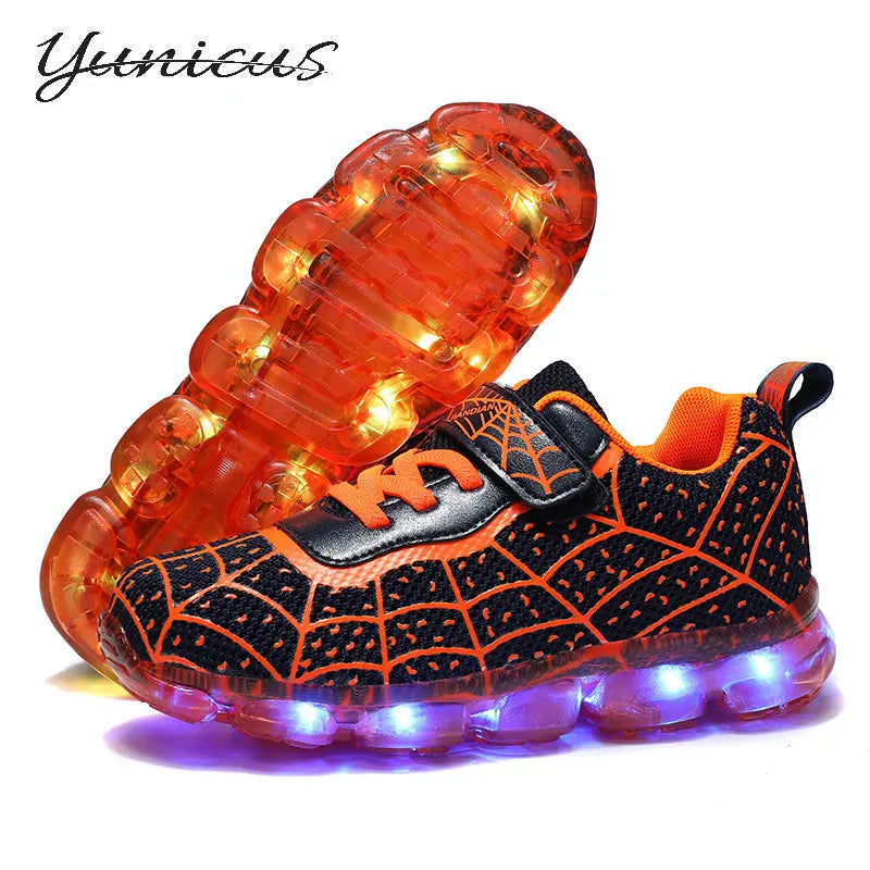 YUNICUS Breathable Sports Children'S Shoes Boys Leisure Sports Led Marquee Light Shoes Sneakers Boys Usb Charging Light Shoes.