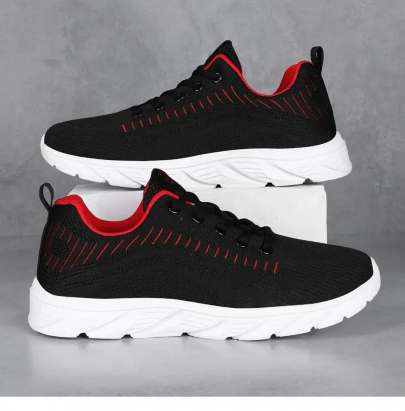 Men's Trendy Lace Up Knit Sneakers Casual Outdoor Athletic Running Walking Gym Shoes.