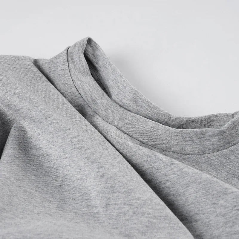 Trendix Basic Long Sleeve Crop Tops Women Summer O Neck Loose Casual Solid Pullover Top Ladies Street Party Club Fashion T Shirt