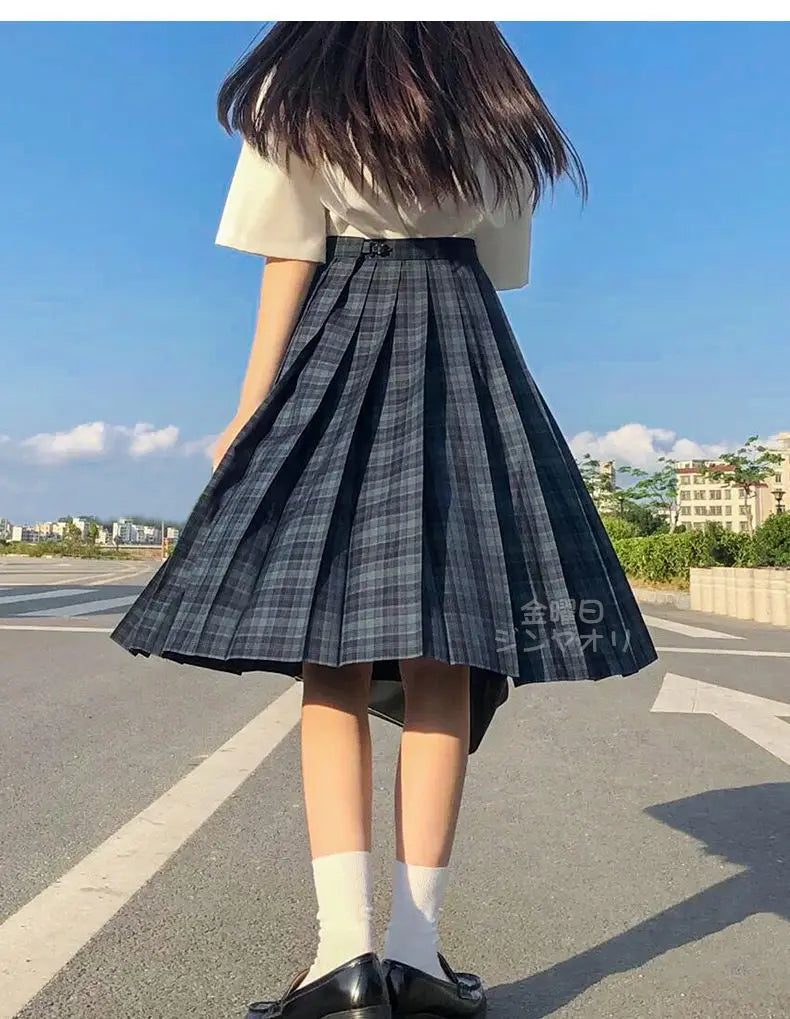 Pleated Skirts Women Japanese Preppy Style Plaid Faldas Kawaii Schoolgirls Chic Spring Autumn High Waist All-match Fashion Youth.