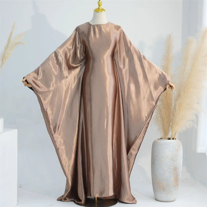 Eid Batwing Satin Shimmer Soft Crepe Abaya Dubai Luxury 2024 Islam Muslim Maxi Kaftan Dress Kebaya Abayas For Women Vestidos