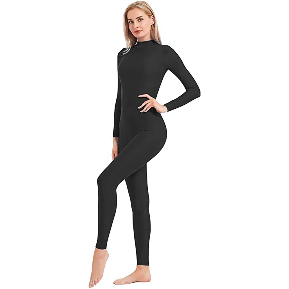 Unisex  Turtleneck Unitard Full Body Leotard  Long Sleeve Yoga Bodysuit Women Catsuit Daily Fitness Wear Cosplay Suits.
