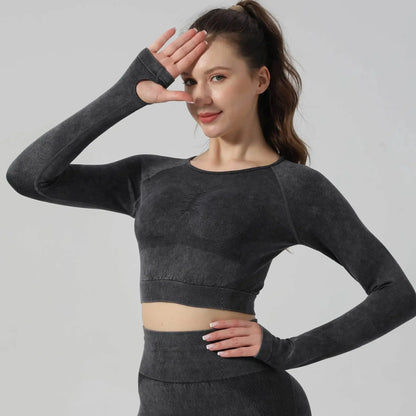 High Waist Yoga Pants Sand Washed Seamless Peach Butt Fitness Sportswear Tight Long Trousers for Women Autumn Season