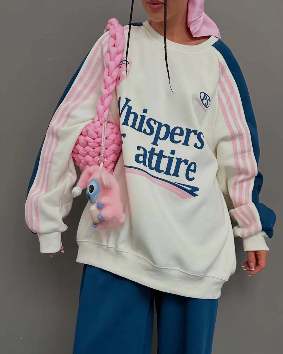 European American 2025, Neuankömmling Damen-Anzug-Set, hochwertiger Herbst- und Winter-Hoodie mit Farbblock-Hose, zweiteiliges Outfit