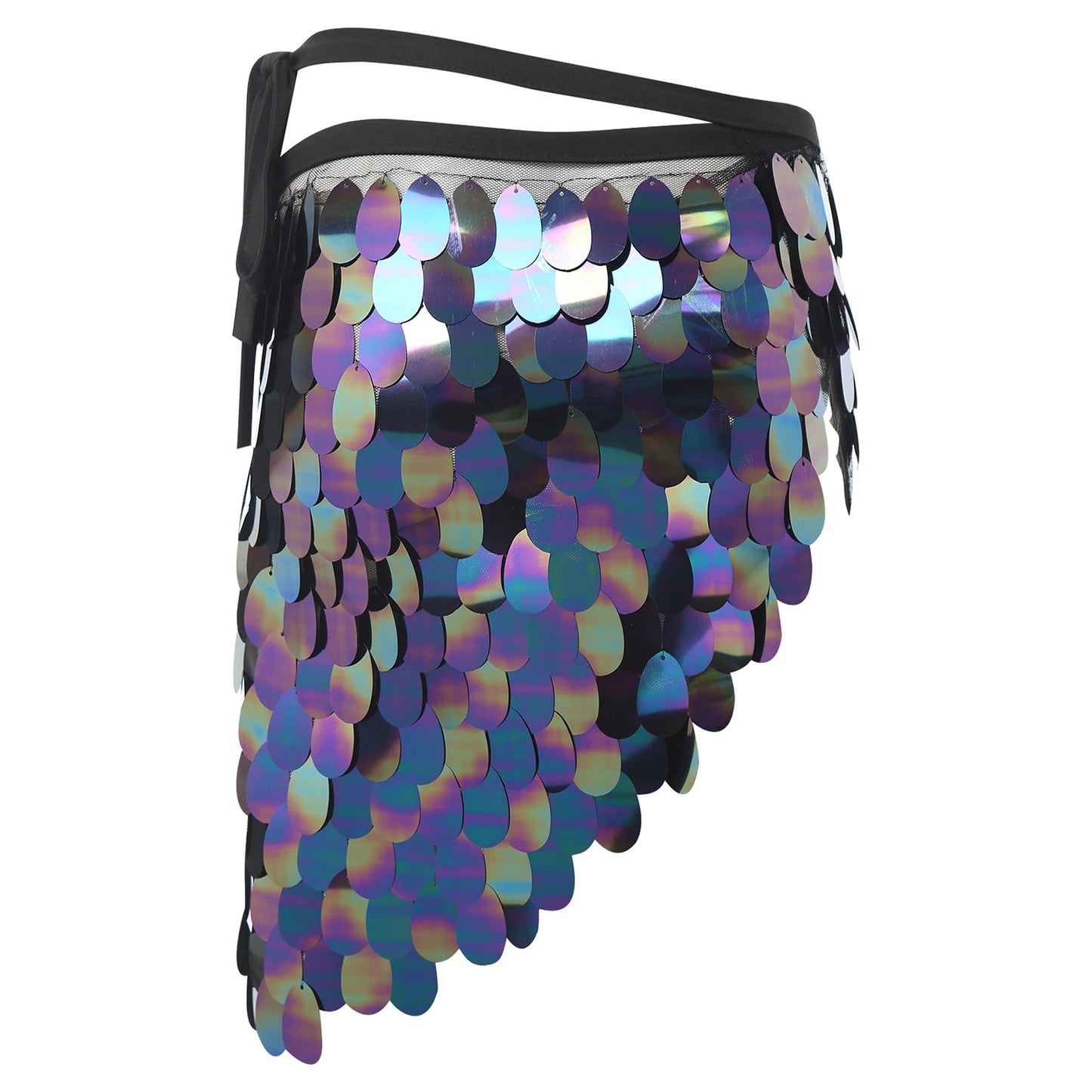 Womens Sequins Dance Skirt Lace-Up Mermaid Hip Scarf Wrap Long Belly Dance Hip Skirt Festival Dance Stage Performance Costumes