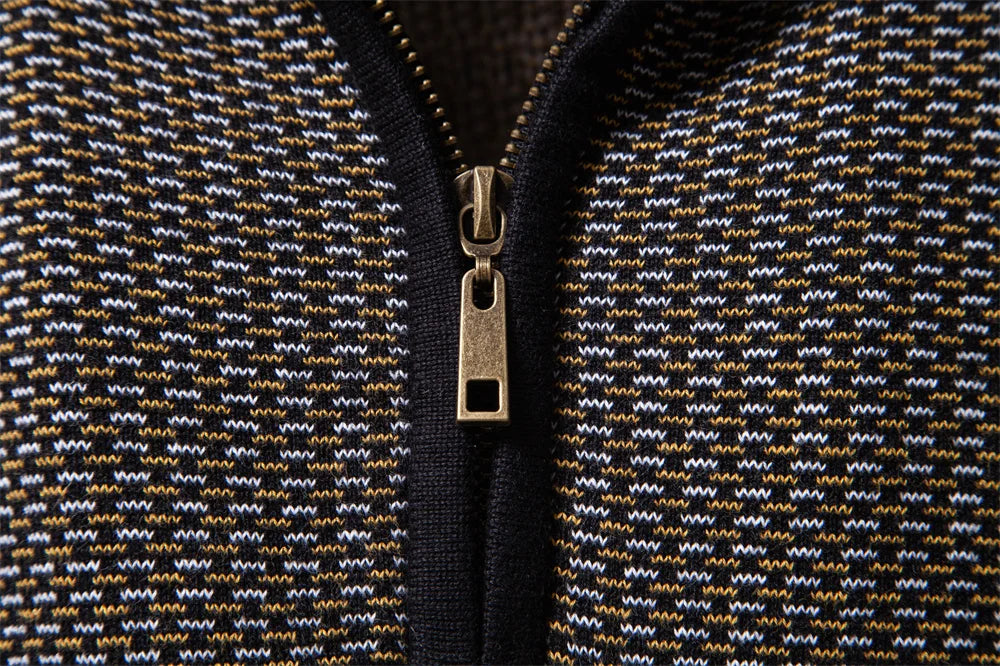 AIOPESON Classic Striped Knitwear Men Cotton Blend Sweater Mock Neck Warm Thickened Old Money Luxury Winter Sweaters for Men.