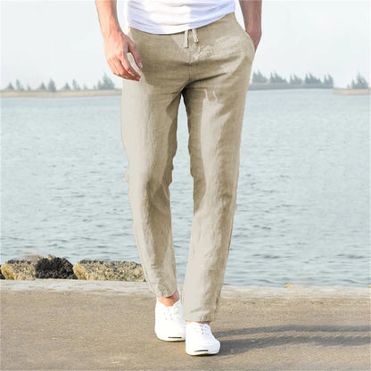 Men's Cotton Linen Pants Male Autumn New Breathable Solid Color Linen Trousers Fitness Streetwear S-3XL.