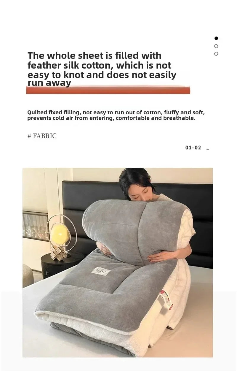 Winter Quilt Blanket Double Sided Velvet Lamb Cashmere Double Bed Quilts King Queen Full Size Bed Duvet Thicken Comforter Core.