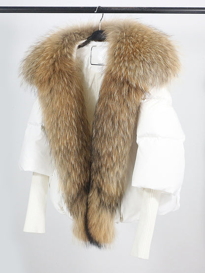 Lose Natürliche Echt Fox Pelz Kragen Mantel Dicke Neue Europäische Mode Weiße Ente Unten Jacke Winter Frauen Warme Luxus Oberbekleidung