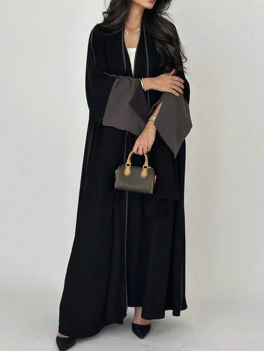 Frauen Lose Abaya Muslim Volle Hülse Vorne Offen Abayas Nahen Osten Elegante Kaftane Jilbabs Arabische Islamische Maxi Kleider