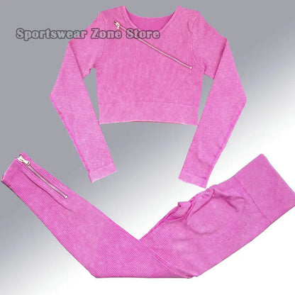 Yoga Suit High Waist Leggings Running Training Tights Sports Outfits Long Sleeve Crop Top Bra Seamless Fitenss Set Fitness Wear