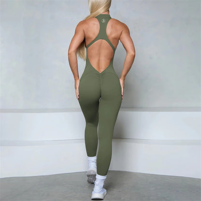 2025 Allure The Brand Zipper Women Tracksuit Yoga Set One Piece Jumpsuit Workout Scrunch Legging Rompers Sport Gym Active Suit