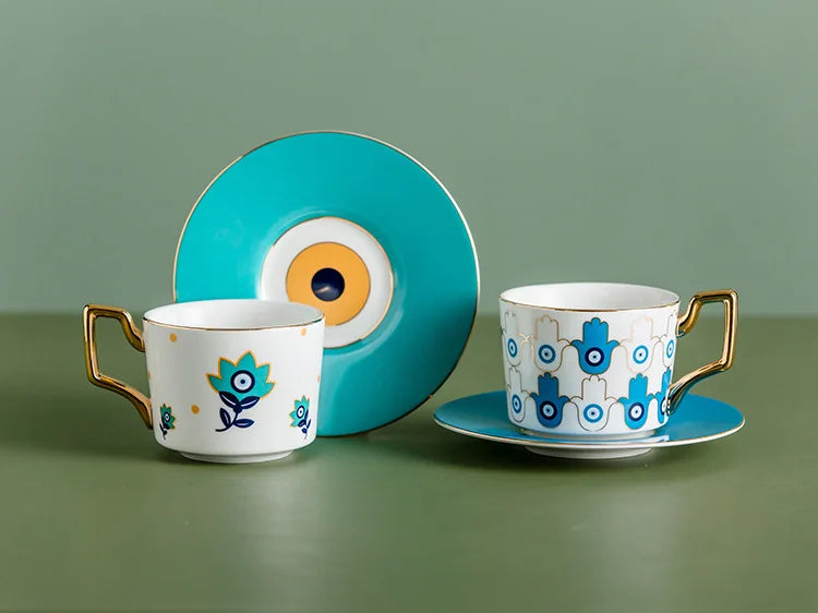 Blue Eye Ceramic Coffee cup European Fashion Coffee cup Dish Set Home Afternoon Tea Tea Cup tea cups and saucer sets  coffee cup.