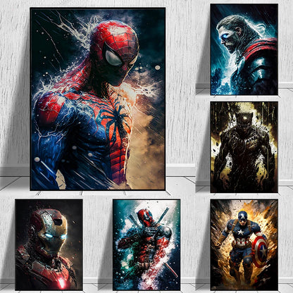 Miniso Disney Marvel The Avengers Spiderman Poster Iron Man Hulk Captain America Hulk Canvas Painting Wall Art Prints Home Decor.