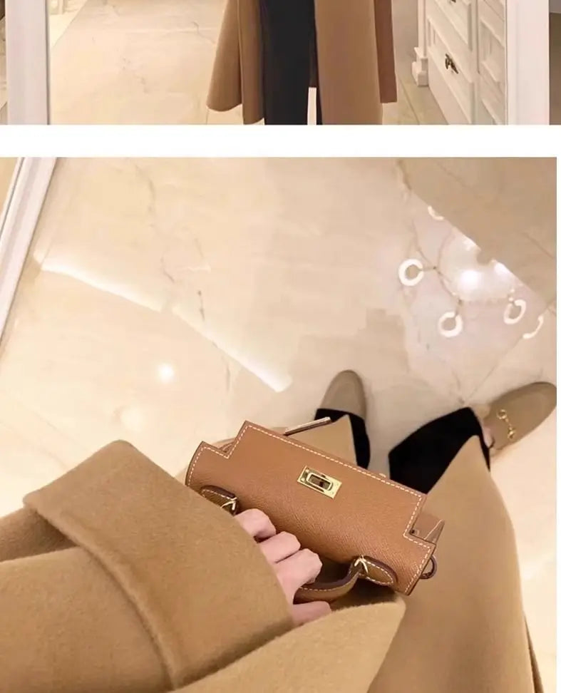 Mode Schwarz Lange Woolen Mantel Mit Gürtel Frauen Lose Revers Mantel Herbst Winter Warme Dame Oberbekleidung High Street