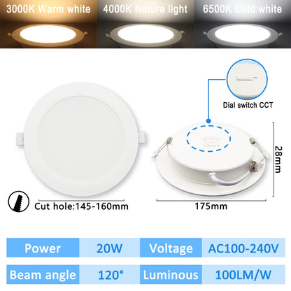 10 stücke CCT Spot Downlight Einbau LED Decke Licht 3 Farbe Eingestellt AC100-240V Zifferblatt Schalter 3000 K/4000 K/6500 K Innen Beleuchtung