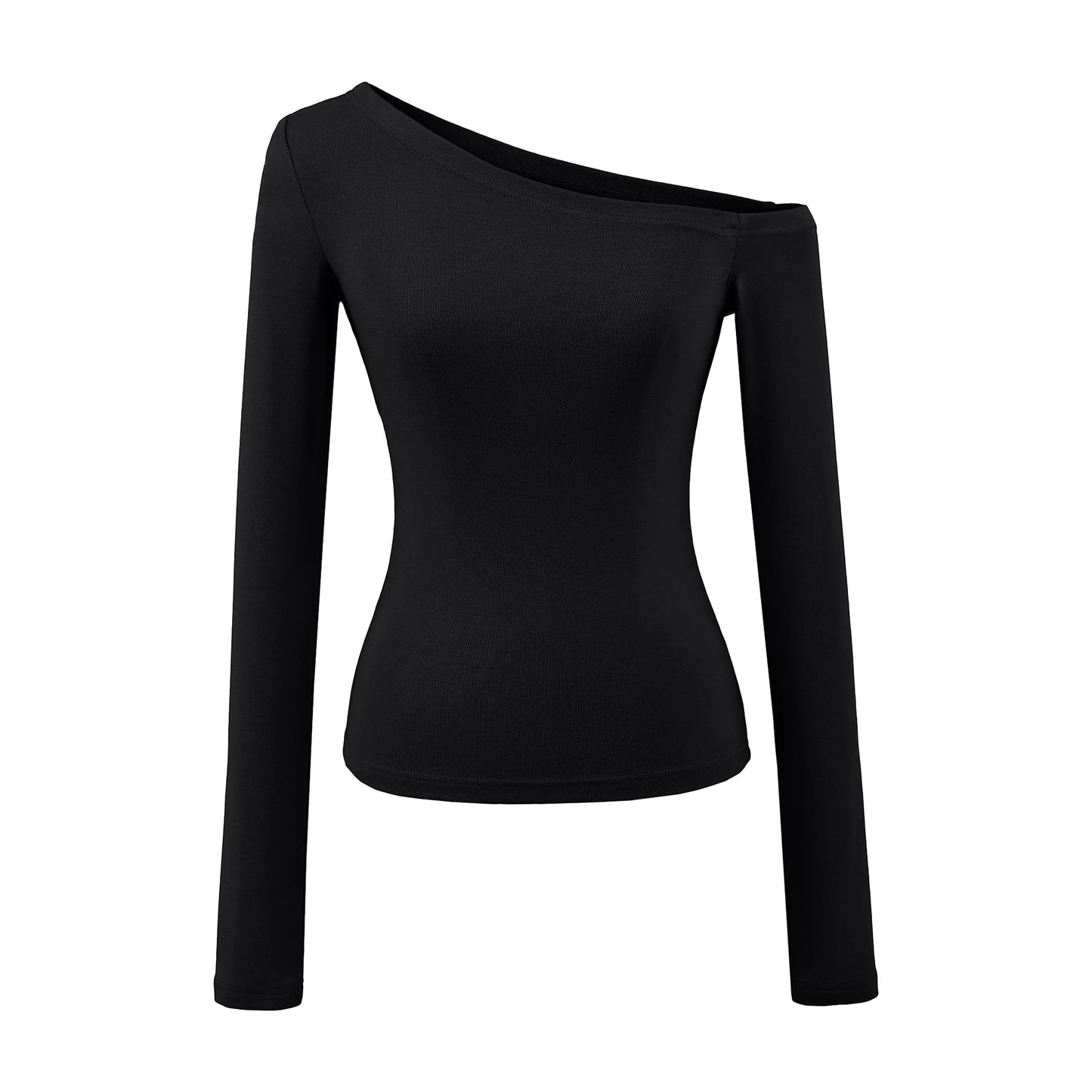 Women One Shoulder Long Sleeve Top Tee Tshirt.