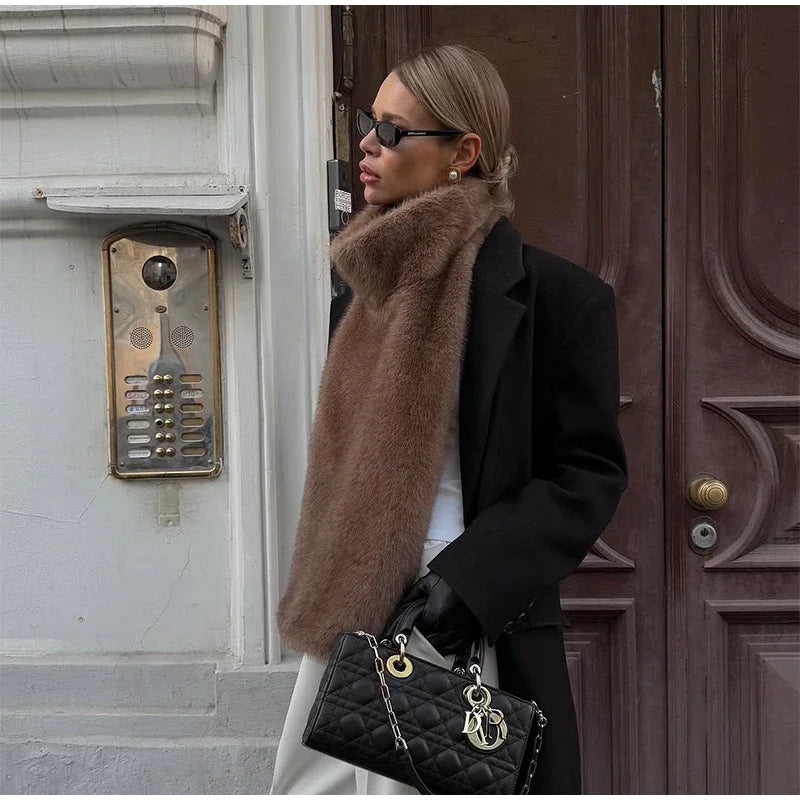 Schwarz Luxus Faux Pelzmantel Frauen Mode Oansatz Langarm Flauschigen Lose Jacke 2025, Winter Dame Verdicken Warme Straße Outwear