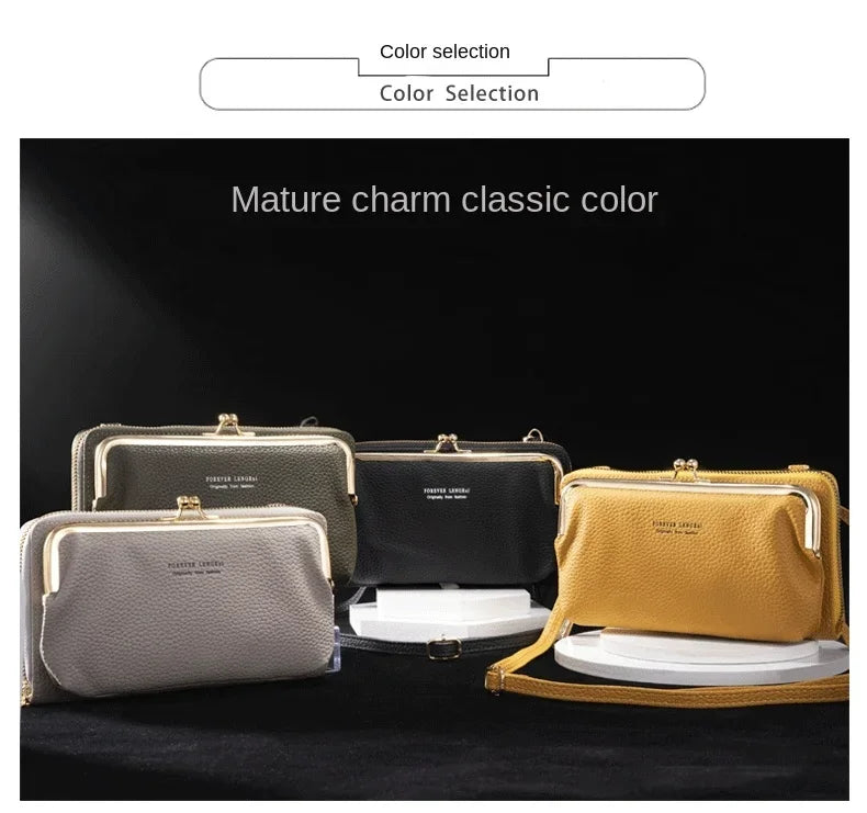 Women's Crossbody Bag Simple and Versatile Coin Purse Large-capacity Long Zipper Mobile Phone Bag Creative Single-shoulder Bag.