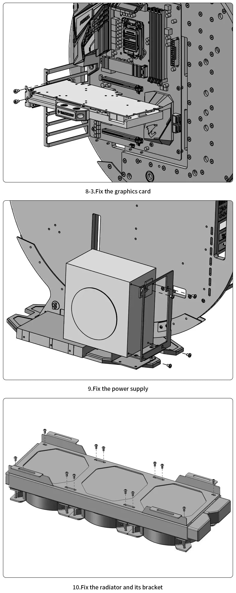 Barrowch STAR1 Series Circular Water Cooling Case, Limited Edition Gamer DIY House,PC Computer Open Chassis FBCES-PA.