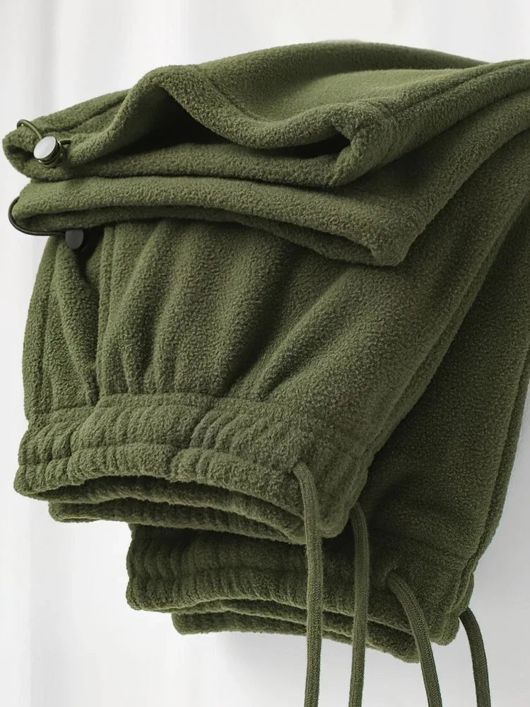 Vintage Thick Winter Casual Fleece Pants Men Wide leg Baggy Warm Sweatpants Male Drawing Jogger Pants Falls Trousers.