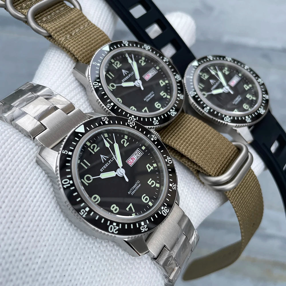 STEELFLIER Official SF787 Dive Luxury Wristwatches Double Calendar NH36 Movement Super Luminous 200M Waterproof Mechanical Watch.