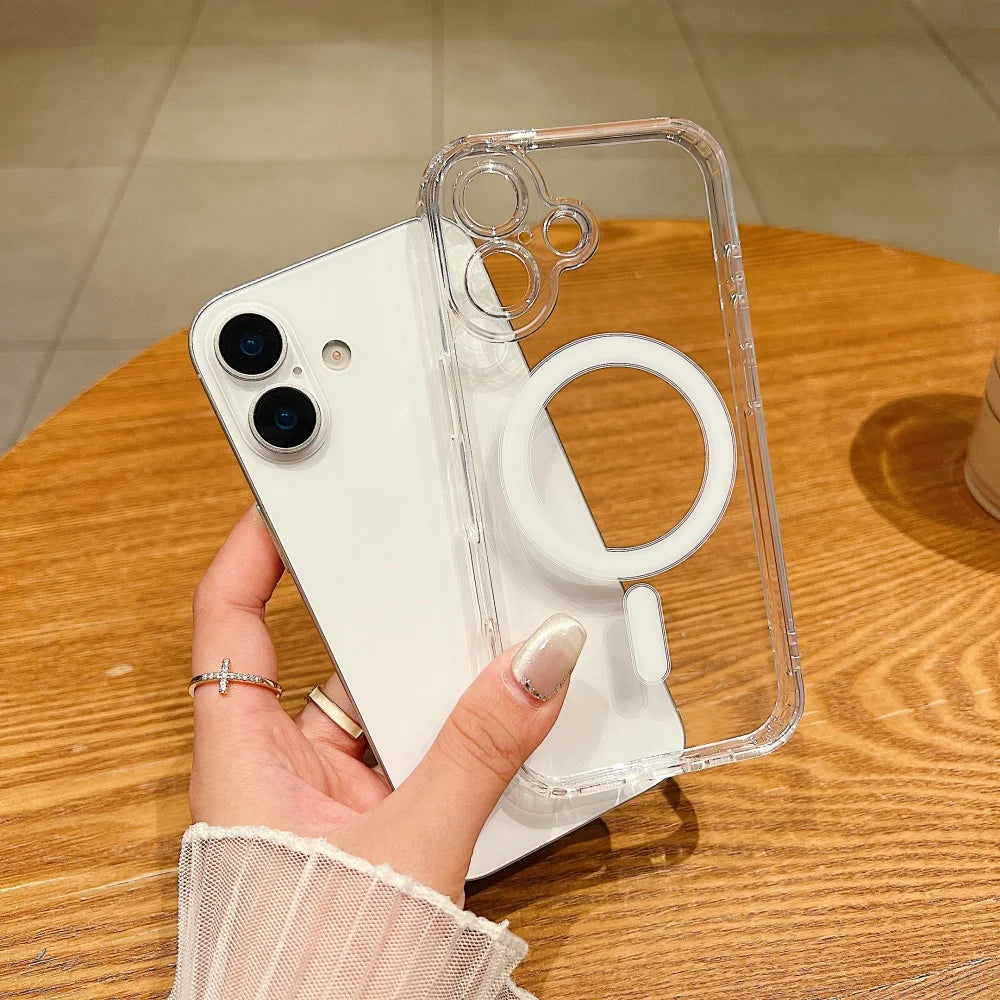 Ultra thin 17 Pro Max Magnetic Case Transparent Magsafe Case For iPhone 17 Air 16 15 14 13 11 12 Pro Max Camera Protect Cover.