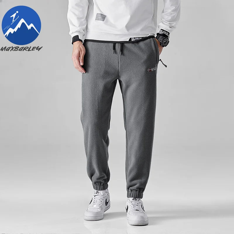 Men's Wool Sweatpants 2024 Winter New Thickened Double-Sided Fleece Casual Trousers Jogger Men's Outdoor Down Cotton Warm Pants.