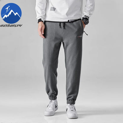 Men's Wool Sweatpants 2024 Winter New Thickened Double-Sided Fleece Casual Trousers Jogger Men's Outdoor Down Cotton Warm Pants.