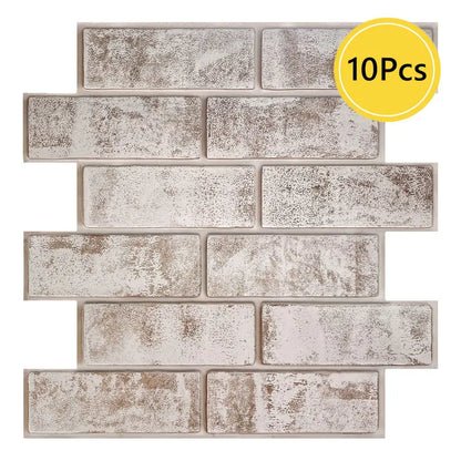 10pcs 3D Faux Brick Wall Sticker, Self-adhesive Wall Panels for Kitchen Backsplash, Bedroom, Living Room Decor, 30 x 30cm