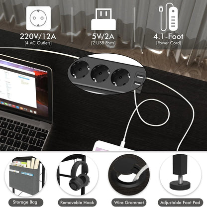 RGB Gaming Schreibtisch L-förmiger Eckschreibtisch Multifunktionaler Computertisch mit Monitorständer und Ablage