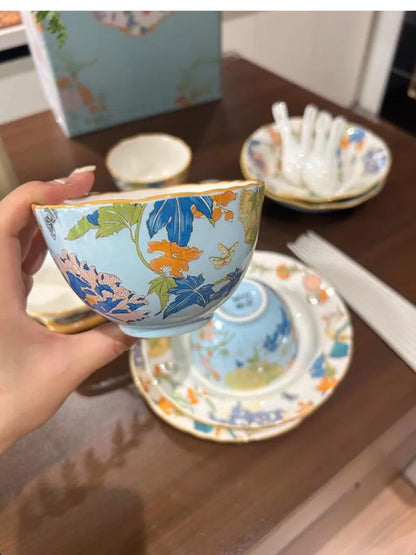 1PC Chinese-style Ceramic Plates New Flower-patterned Dinner Plates Ceramic Fruit Salad Plates Exquisite Kitchen Accessories.