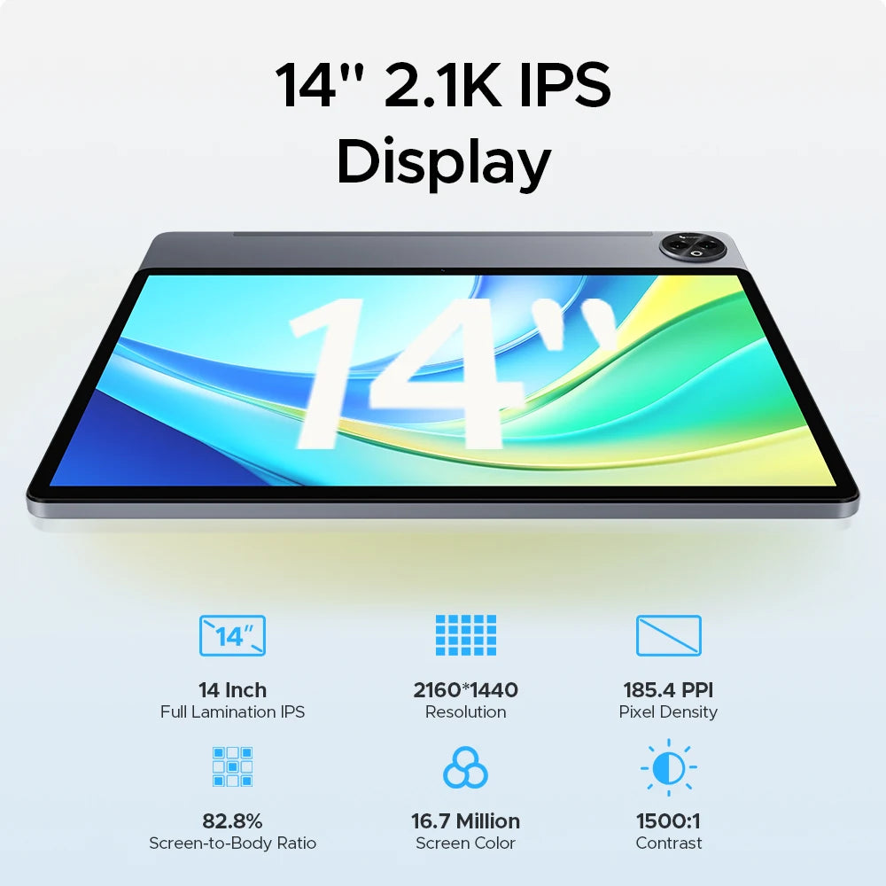 Doogee Tab E3 Max 2 in 1 Tablet Pc 14" 2.1K Display Android 15 32Gb (8+24) 256Gb 13500Mah Battery Qual Speaker Helio G100 Tablet.
