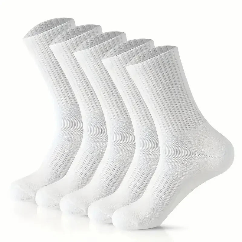 5/10/20 Pairs Neutral Solid Color Round Neck Socks Spring Autumn Sweat Absorbing Breathable Comfortable All-season Sports Socks