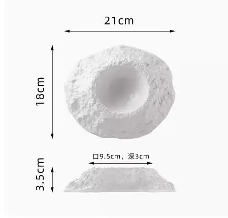 Volcano-shaped Black Deep Plate Creative Irregular Ceramic Tableware in Restaurant French Special-shaped Soup Plate Swing Plate.