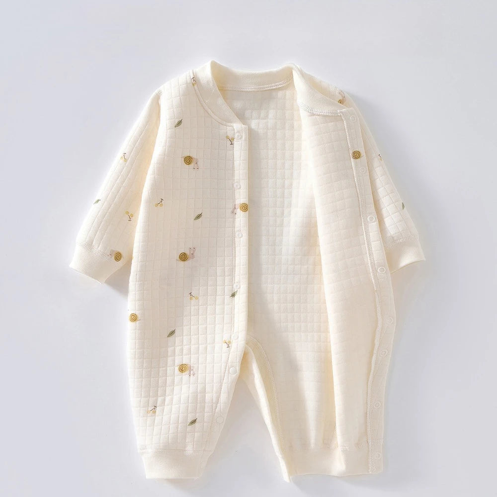 AYNIGIELL Baby Warm Overall Herbst und Winter Baby Baumwolle Kleidung Neugeborenen Pyjamas Niedlichen Muster Gedruckt Baby Overall.