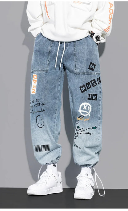 Trendy Loose-fit Men's Jeans Summer Thin Style Korean Version Casual Long Pants Hip Hop Fashion Versatile.