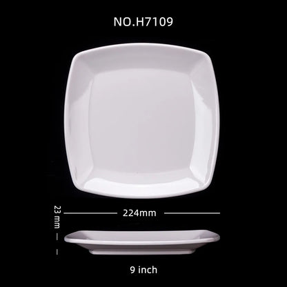 Square Melamine Dinner Plate Buffet Fast Food Trays Dishes Table Tableware Services Menu Plate Hotel Deep Side Dish Dinnerware.